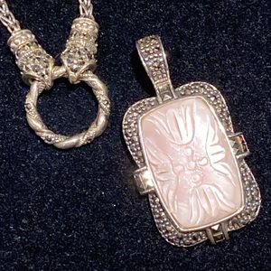 Sterling Silver MOP & Marcasite Pendant